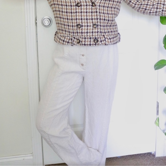 Seeds Linen Brown Buttons with Drawstring Trousers - Picture 9 of 16